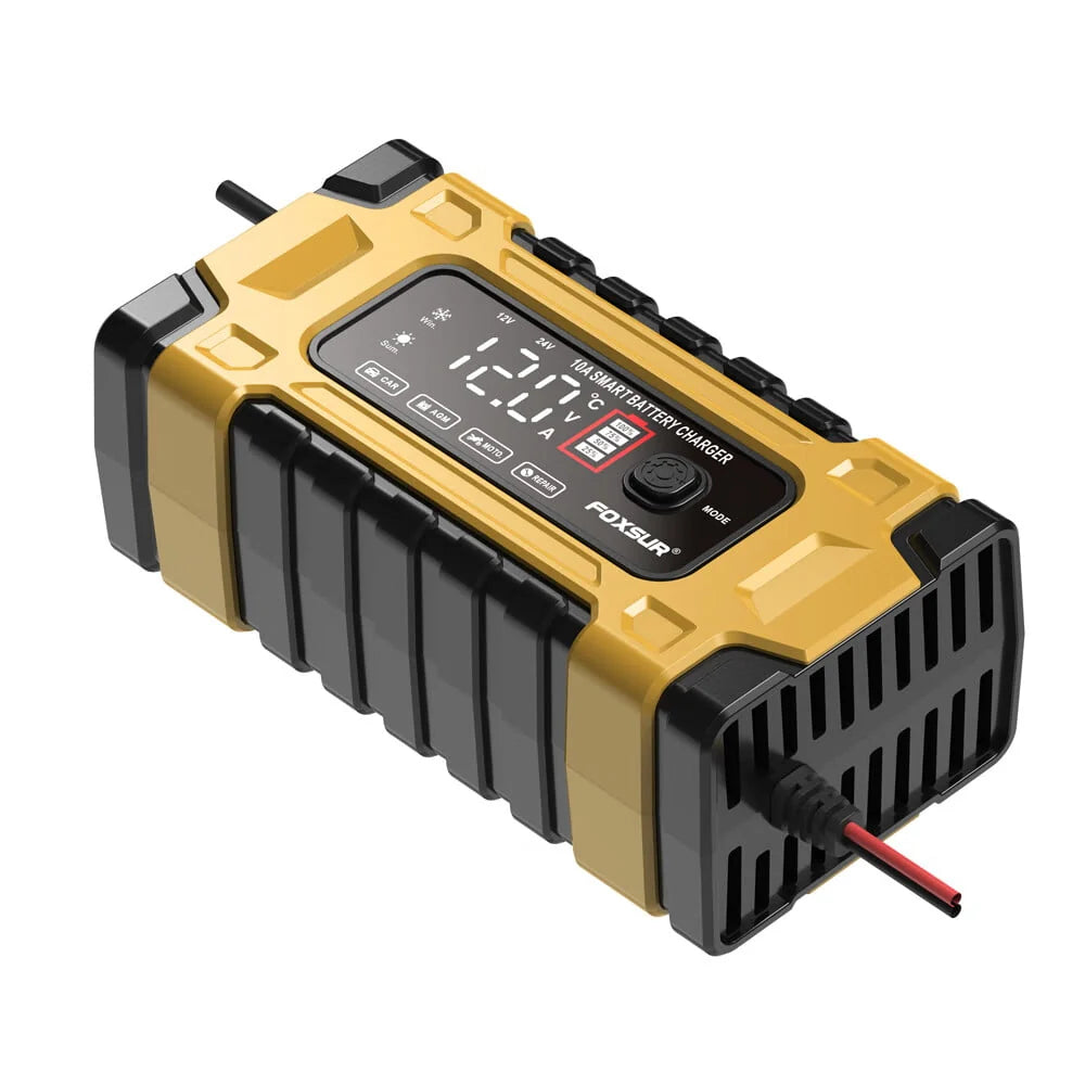 FASLMH Battery Charger 10A 24V5A Smart Automatic Car Battery Charger with LCD Screen Pulse Repair Charger Pack Battery Maintainer for Car, Lawn Mower, Motorcycle, Boat, SUV and More