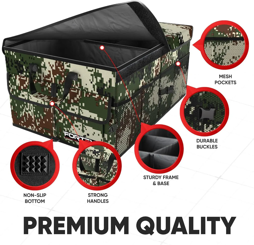 Car Trunk Organizer, Collapsible Multi Compartment SUV Organizer, Foldable Storage for Car Accessories for Women Men, 600D Oxford, Non Slip Bottom, Securing Straps, Soft Cover (65L)