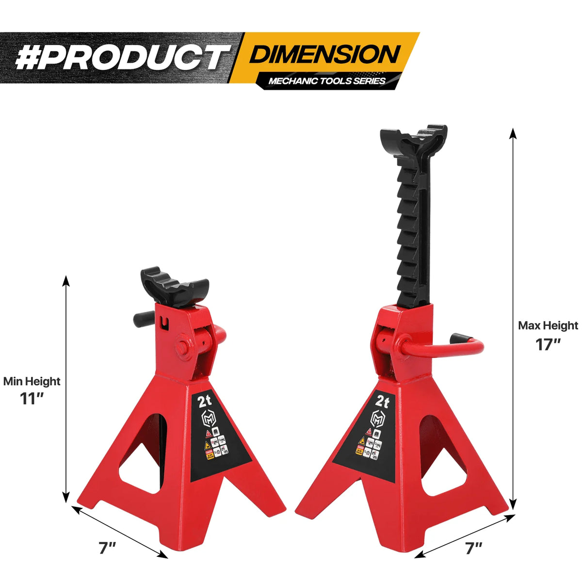 M-AUTO 3PC Jack & Stands Set Heavy Duty Manual Floor Jack with 2 Jack Stands, 2 Ton Capacity Trolley (4,000 lb), Black
