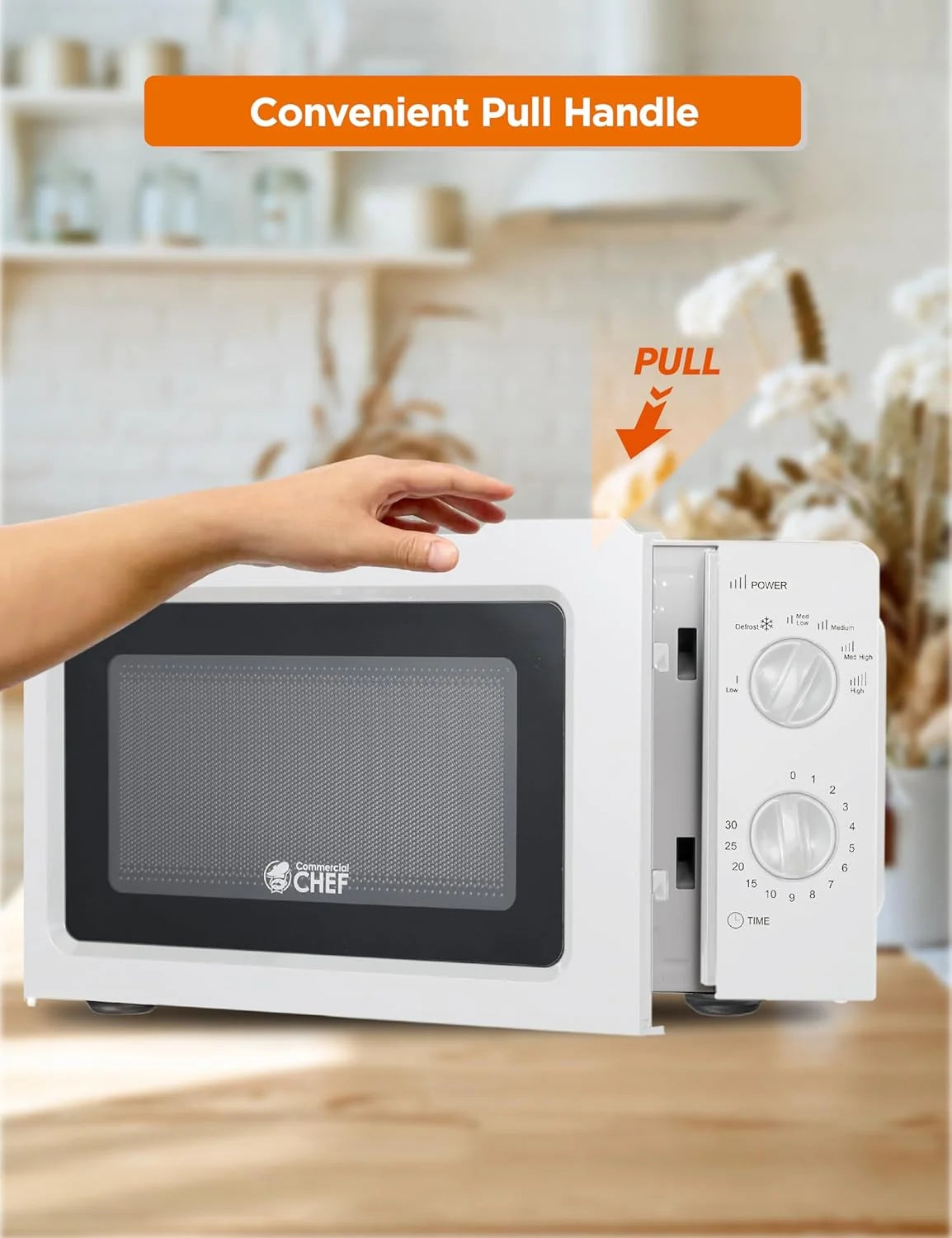 0.6 Cubic Foot Microwave with 6 Power Levels, Small Microwave with Grip Handle, 600W Countertop Microwave with 30 Minute Timer and Mechanical Dial Controls, Black