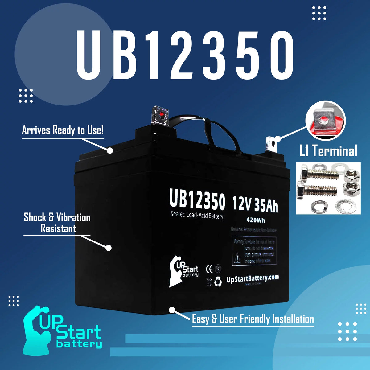 5x Pack - Compatible Imc Heartway Escape H Battery - Replacement UB12350 Universal Sealed Lead Acid Battery (12V, 35Ah, 35000mAh, L1 Terminal, AGM, SLA)