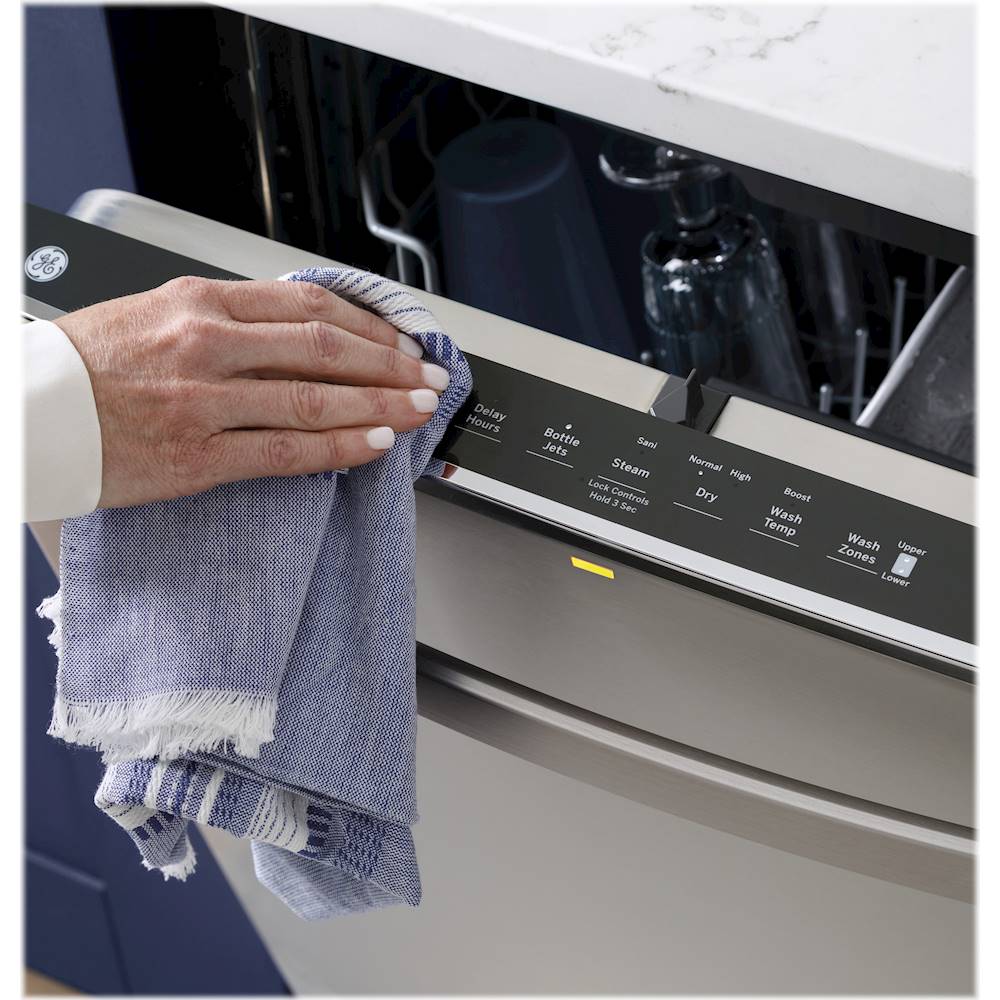 GE - Top Control Built-In Dishwasher with Stainless Steel Tub, 3rd Rack, 46dBA - Black slate