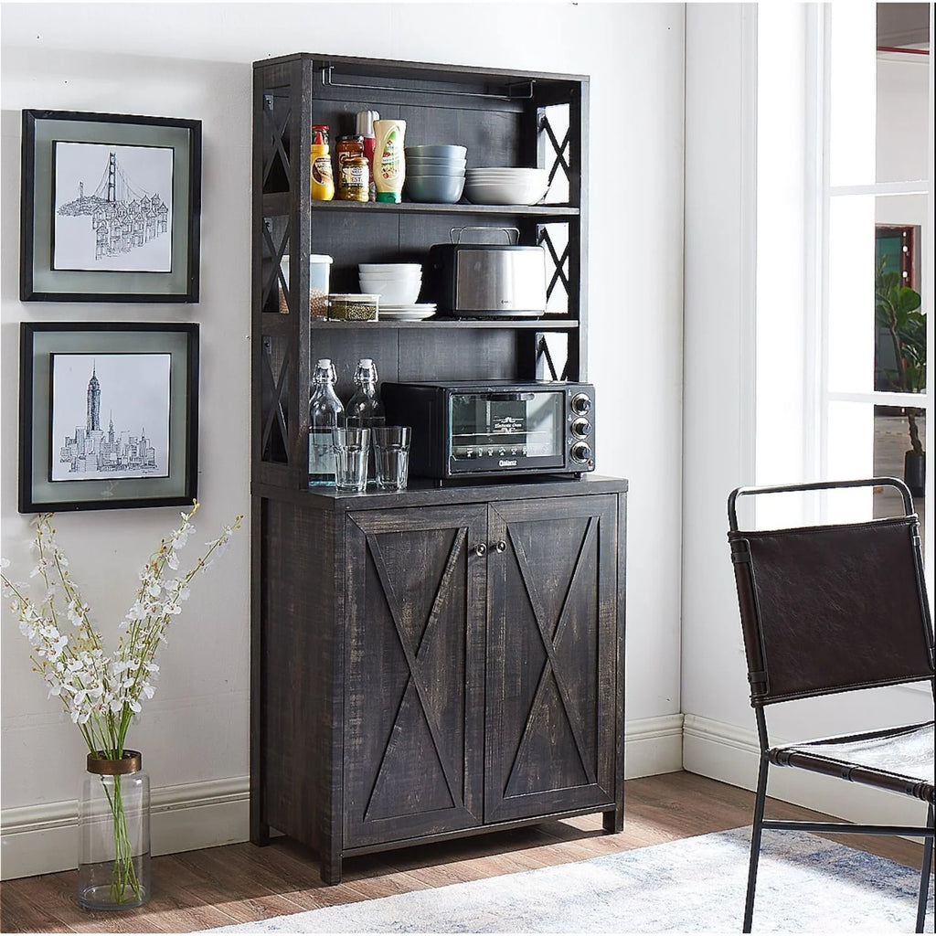 Microwave Stand Hutch Storage Cabinet