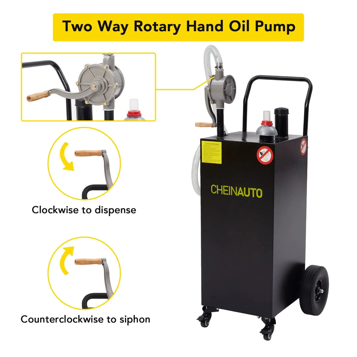 Gas Caddy, 35 Gallon Fuel Transfer Tanks with Casters & Wheels Portable Fuel Storage Tank for Cars, Boats, Lawn Mowers