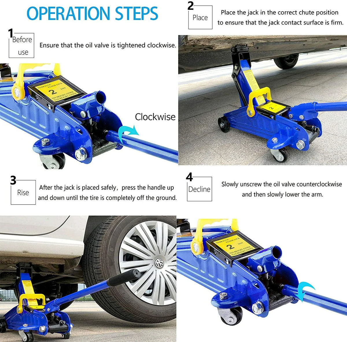 Dayplus Hydraulic Floor Jack 2 Ton Quick Rise Steel Floor Jack with Carrying Storage Case