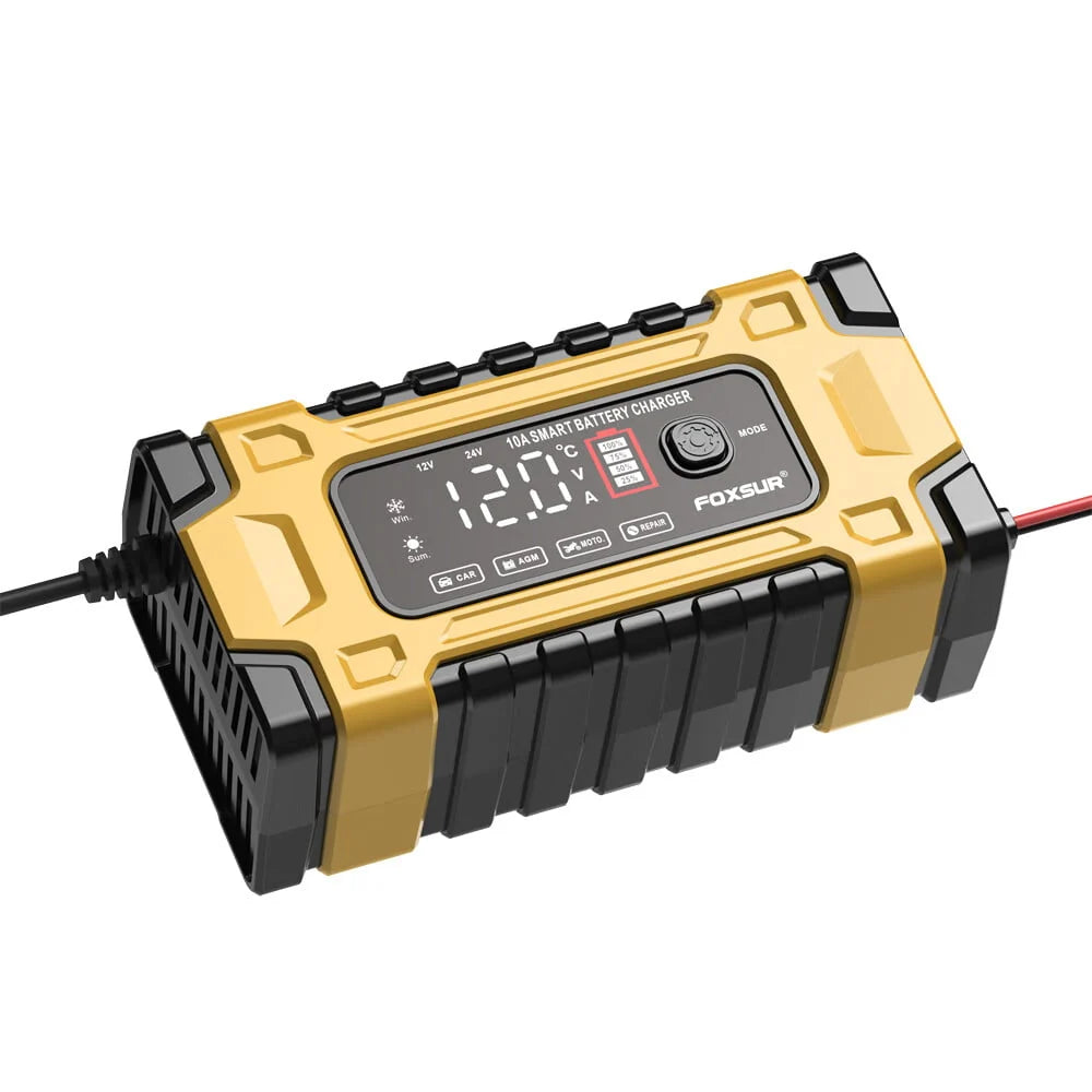 FASLMH Battery Charger 10A 24V5A Smart Automatic Car Battery Charger with LCD Screen Pulse Repair Charger Pack Battery Maintainer for Car, Lawn Mower, Motorcycle, Boat, SUV and More