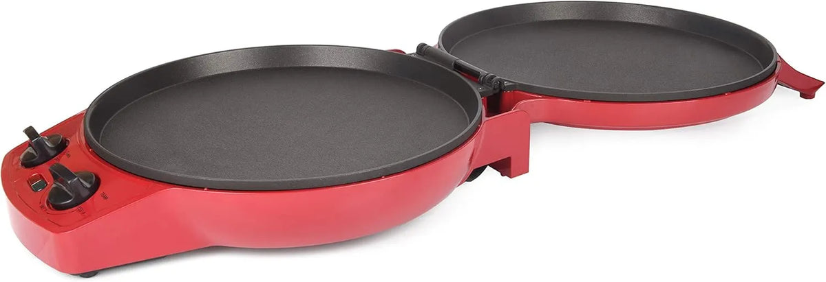 Courant Pizza Maker, 12 Inch Pizza Cooker and Calzone Maker, with Timer &Temperatures control, 1440 Watts Pizza Oven convert to Electric indoor Grill, Red
