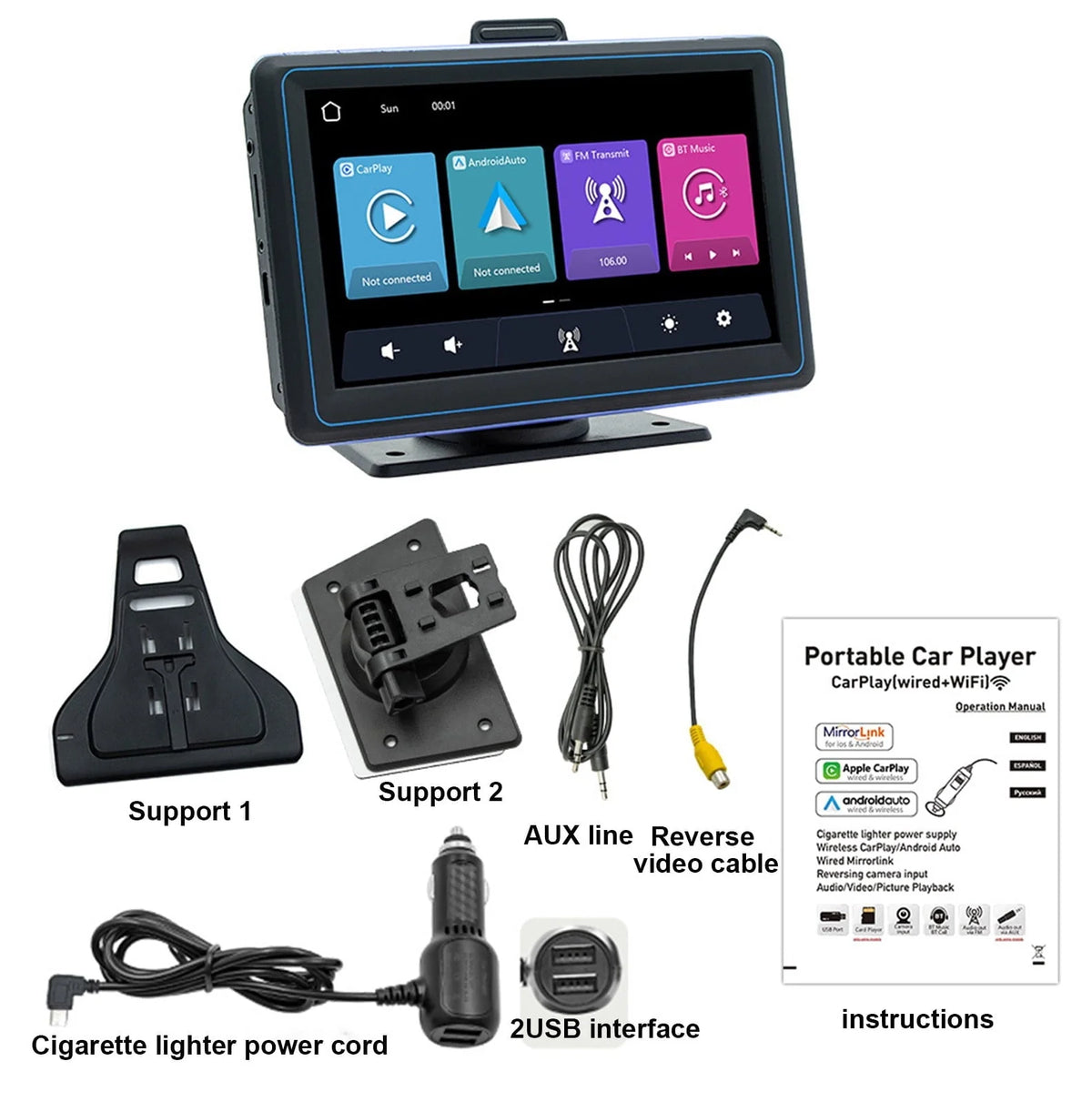 EOnmo Motor Vehicles On Clearance 7-Inch Wireless Portable Screen Car Navigation Intelligent Bluetooth Reverse Rear View Car Mp5 Player