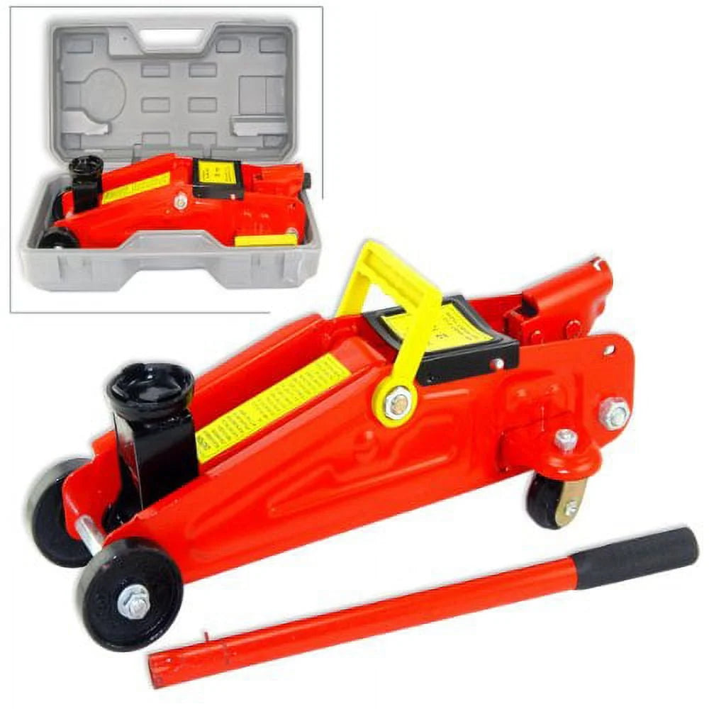 2 Ton Floor Jack with Hard Case Stable Quick Release for Automotive Repairing Work Cars Red