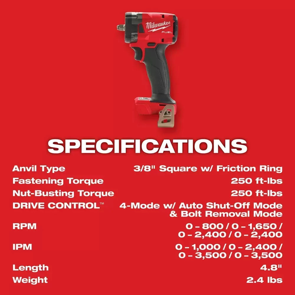 Milwaukee Pre-Sale 2854-20MET M18 FUEL 18V 3/8 Impact Wrench w/ 8 -PC Metric Sockets