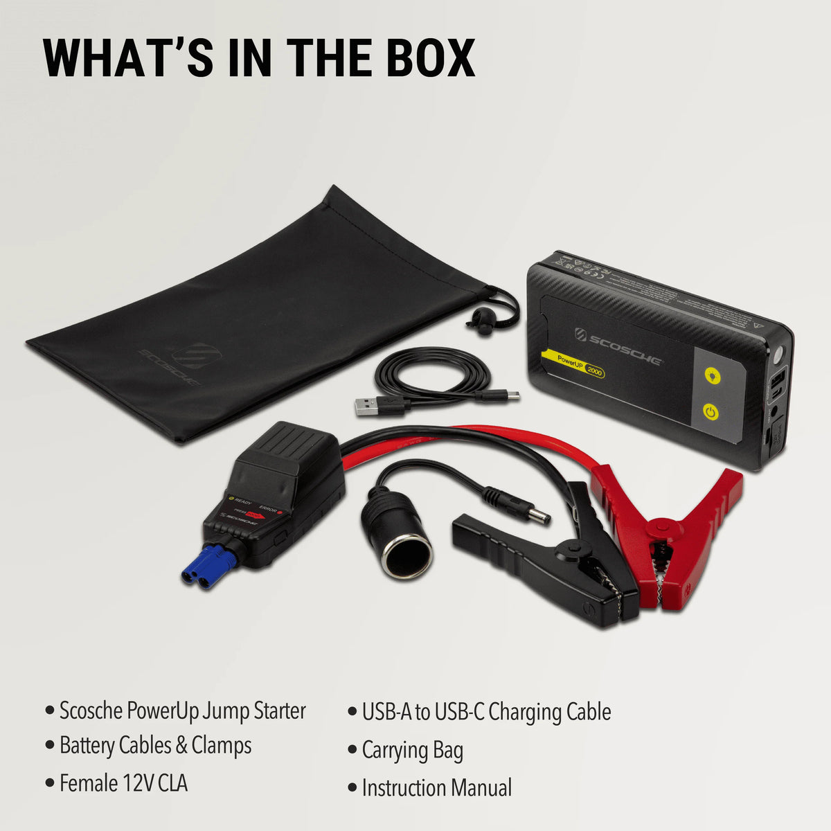 Scosche PBJ2000 PowerUp 2000 Amp Emergency Jump Starter with Built-In Power Bank and Flashlight