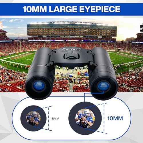 10x25 Compact Binoculars for Adults Kids, Binoculars for Concerts and Bird Watching Cruise Ship Essentials Hunting, Waterproof Binoculars with Low Light Night Vision