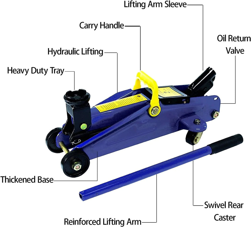 Dayplus Hydraulic Floor Jack 2 Ton Quick Rise Steel Floor Jack with Carrying Storage Case