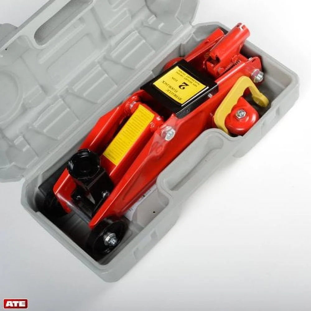 2 Ton Floor Jack with Hard Case Stable Quick Release for Automotive Repairing Work Cars Red