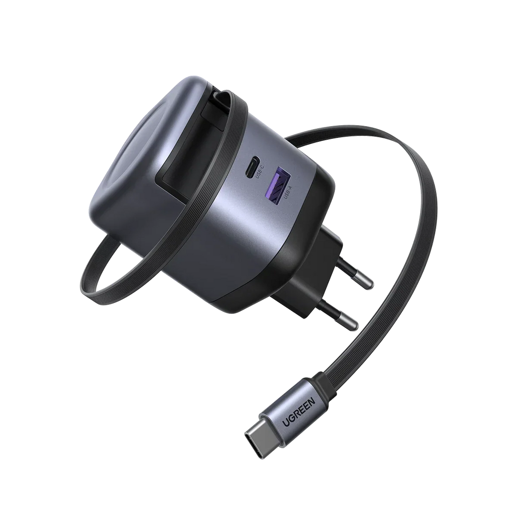 UGREEN Nexode Caricatore Retrattile USB C 65W GaN a 3 porte