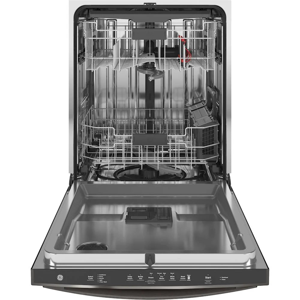 GE - Top Control Built-In Dishwasher with Stainless Steel Tub, 3rd Rack, 46dBA - Black slate