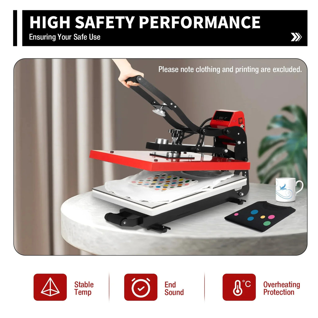 16 x 20 Clamshell Semi-Auto Open Heat Press Machine with Slide Out Function Heavy