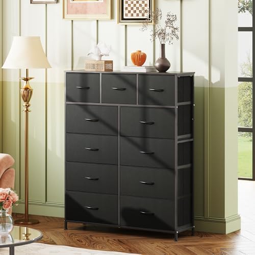 Storage Organizer Unit 11 Fabric Bins Storage Drawers Organizer Steel Frame Tall Storage Tower