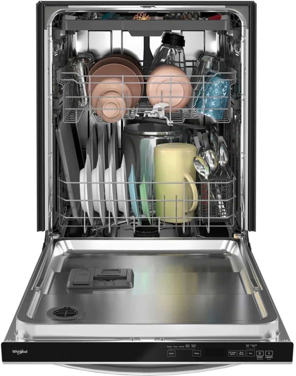 Whirlpool - 24 Top Control Built-In Dishwasher with Stainless Steel Tub, Large Capacity, 3rd Rack, 47 dBA - Stainless steel