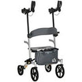 HOMCOM Aluminum Forearm Rollator Walker for Seniors and Adults with 10'' Wheels Seat and Backrest Folding Upright Walker with Adjustable Handle Height and Removable Storage Bag Silver