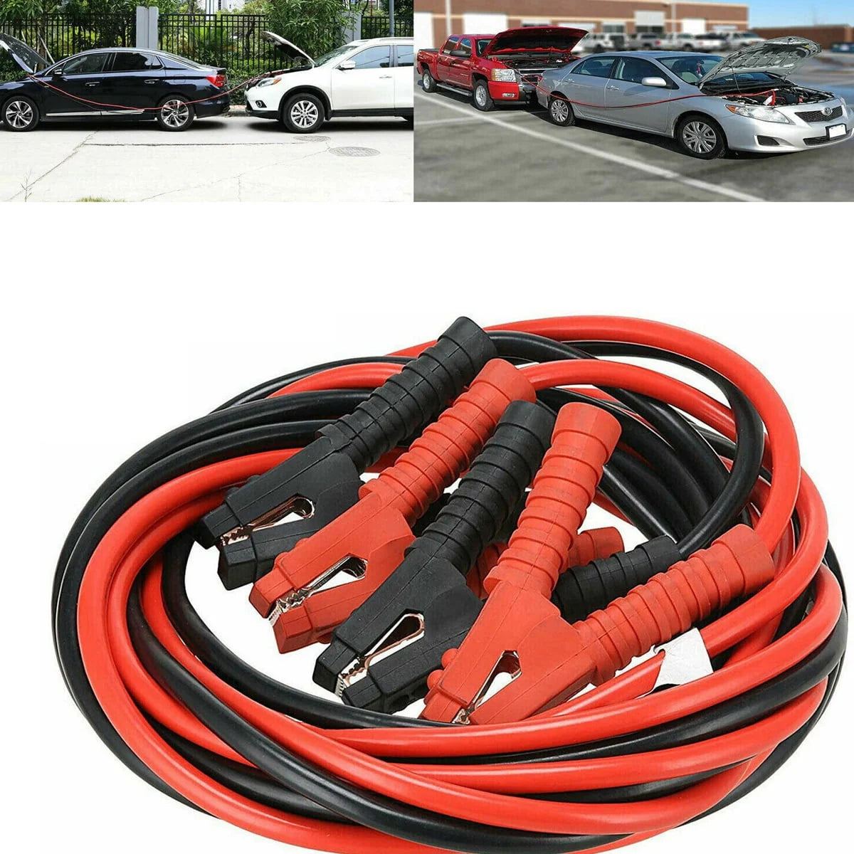 Firing Line 6m 3000A Car Battery Power Emergency Cable Jump Start Firing Line Power Wire Copper Clip Clamp Boost Cord Bateria Auto (Black and Red)