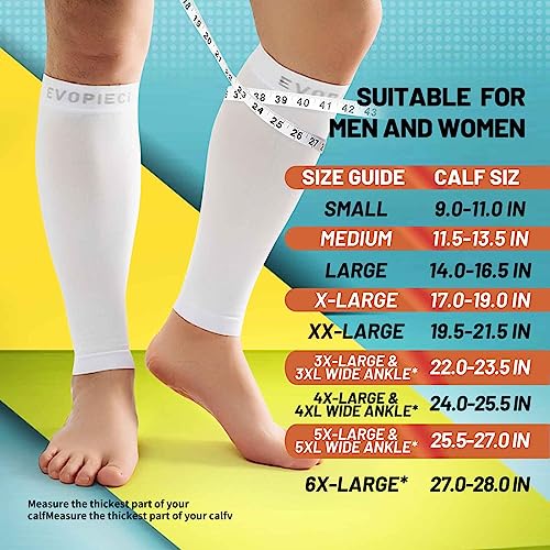 15-20mmHg 1 Pair Black Calf Compression Sleeve Men and Women Wide Calf Sleeve Brace Compression Socks for Leg Support, Shin Splint,Pain Relief (DARK BLUE, Medium)