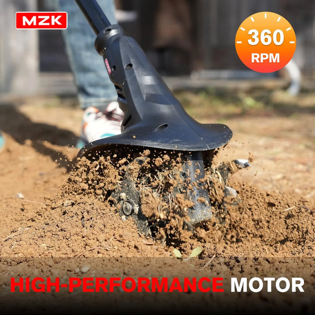 20V Cordless Tiller Cultivator with Steel Tines,8-inch Wide Battery Powered Garden Cultivator, 360RPM Electric Tiller for Lawn/Gardening/Soil Cultivation(2 * 2AH Battery&Charger Included),TC08D01
