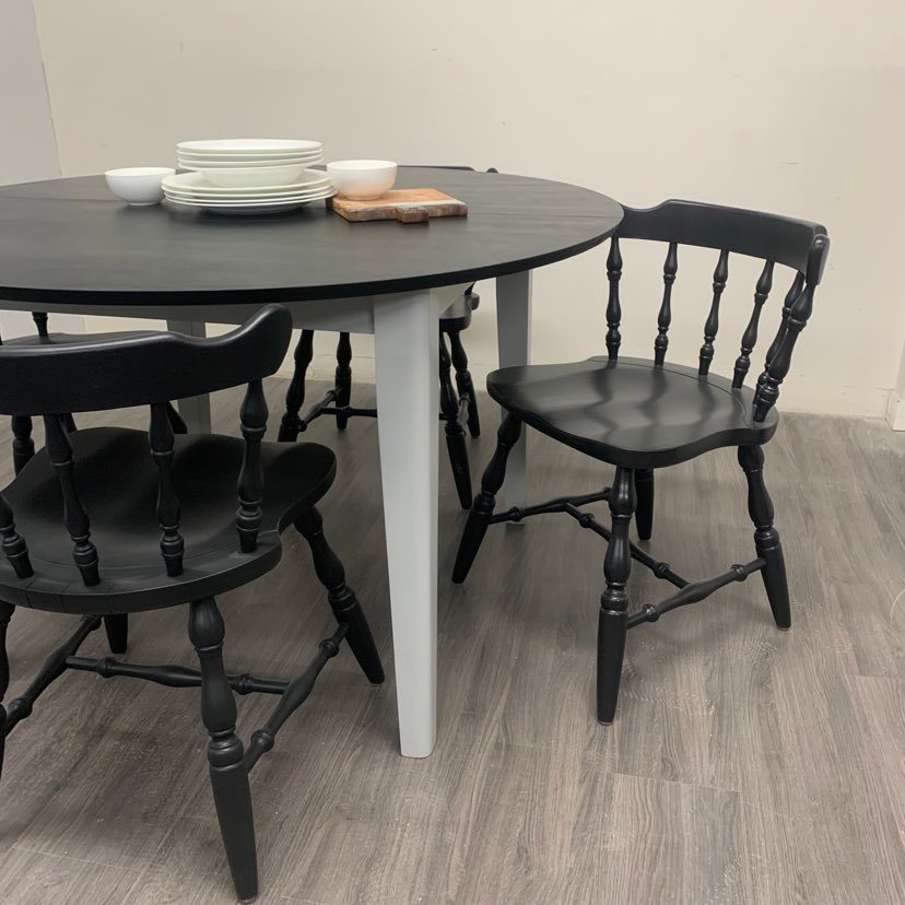6 Piece Black Farmhouse Dining Set