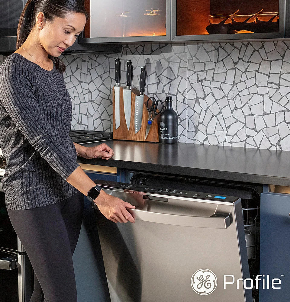GE Profile - Top Control Smart Built-In Stainless Steel Tub Dishwasher with 3rd Rack and Microban, 42dBA - Stainless steel