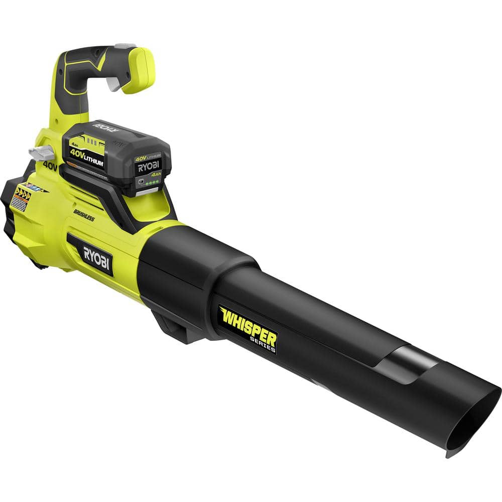 40V Brushless 125 MPH 550 CFM Cordless Battery Whisper Series Jet Fan Blower with 4.0 Ah Battery and Charger RY40470