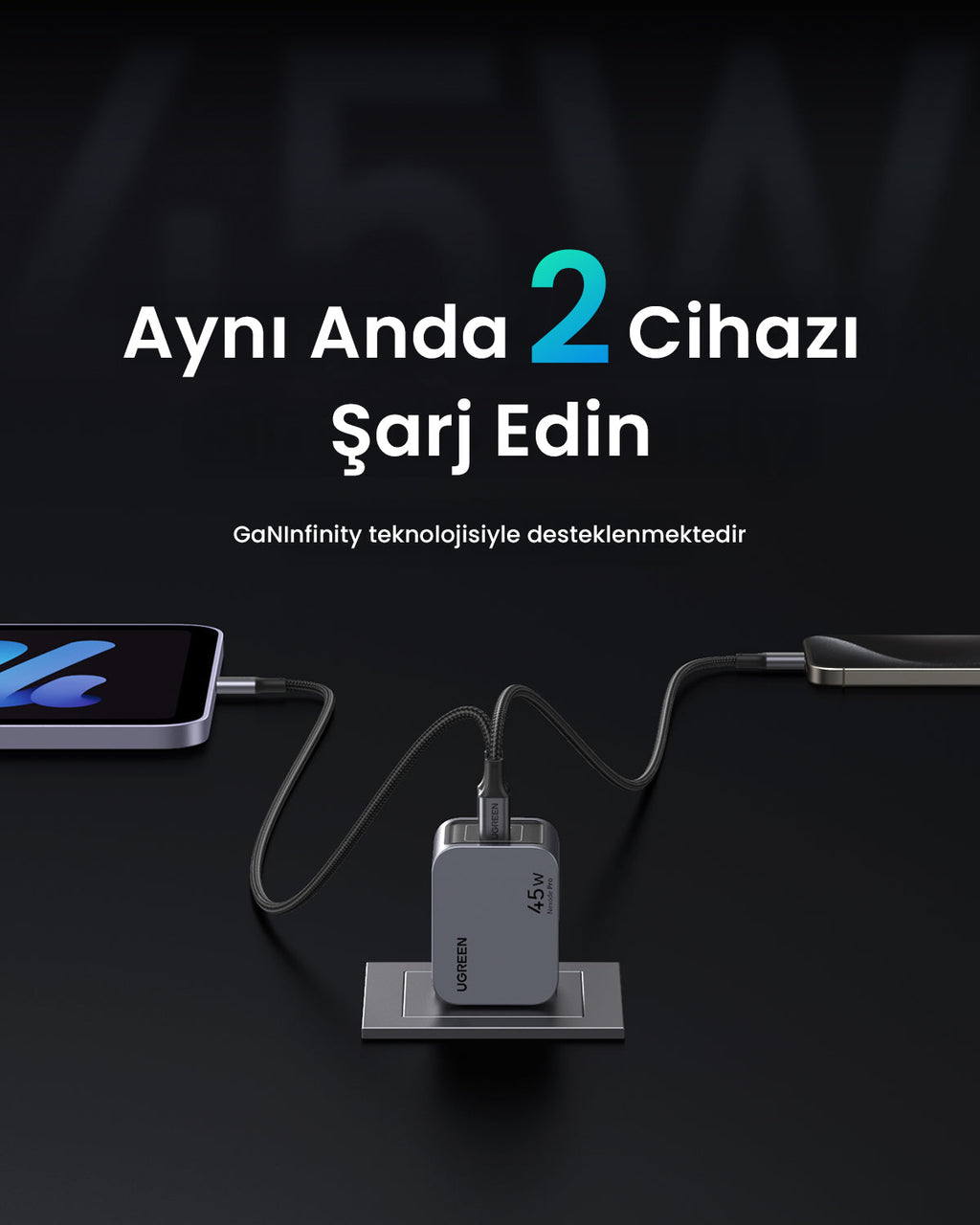 UGREEN Nexode Pro 45W 2 Port Şarj Cihazı