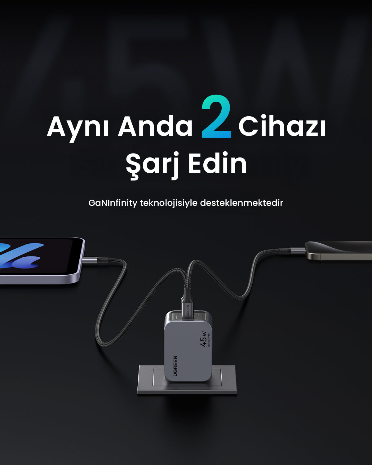 UGREEN Nexode Pro 45W 2 Port Şarj Cihazı