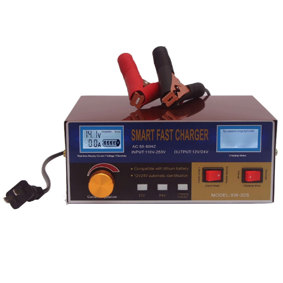 XWQ Battery Charger Pulse Repair High Power Antiflaming 400W 12V 24V Storage Battery Maintainer for Car