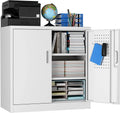 Metal Storage Cabinet with Pegboard 71'' x 34'' x 18'',Lockable Steel Storage Cabinet with 5 Adjustable Shelves and Door for Garage, Office, Kitchen, Assembly Required(Black)