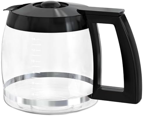 14-Cup Coffee Pot Replacement Carafe Glass Compatible with Cuisinart Coffee Maker Models DCC-2200, DCC-2600, DCC-2800, DCC-3200, DCC-3200P1, DCC-T20, Black