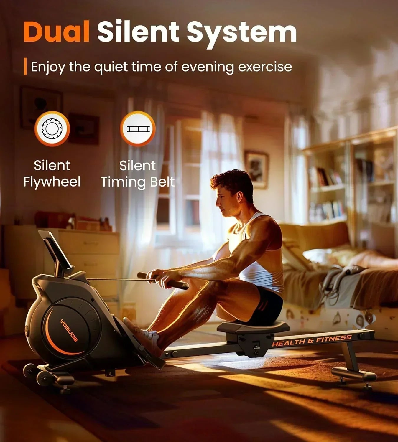YOSUDA Home Magnet/Water Resistance Rowing Machine Support Bluetooth and Applications