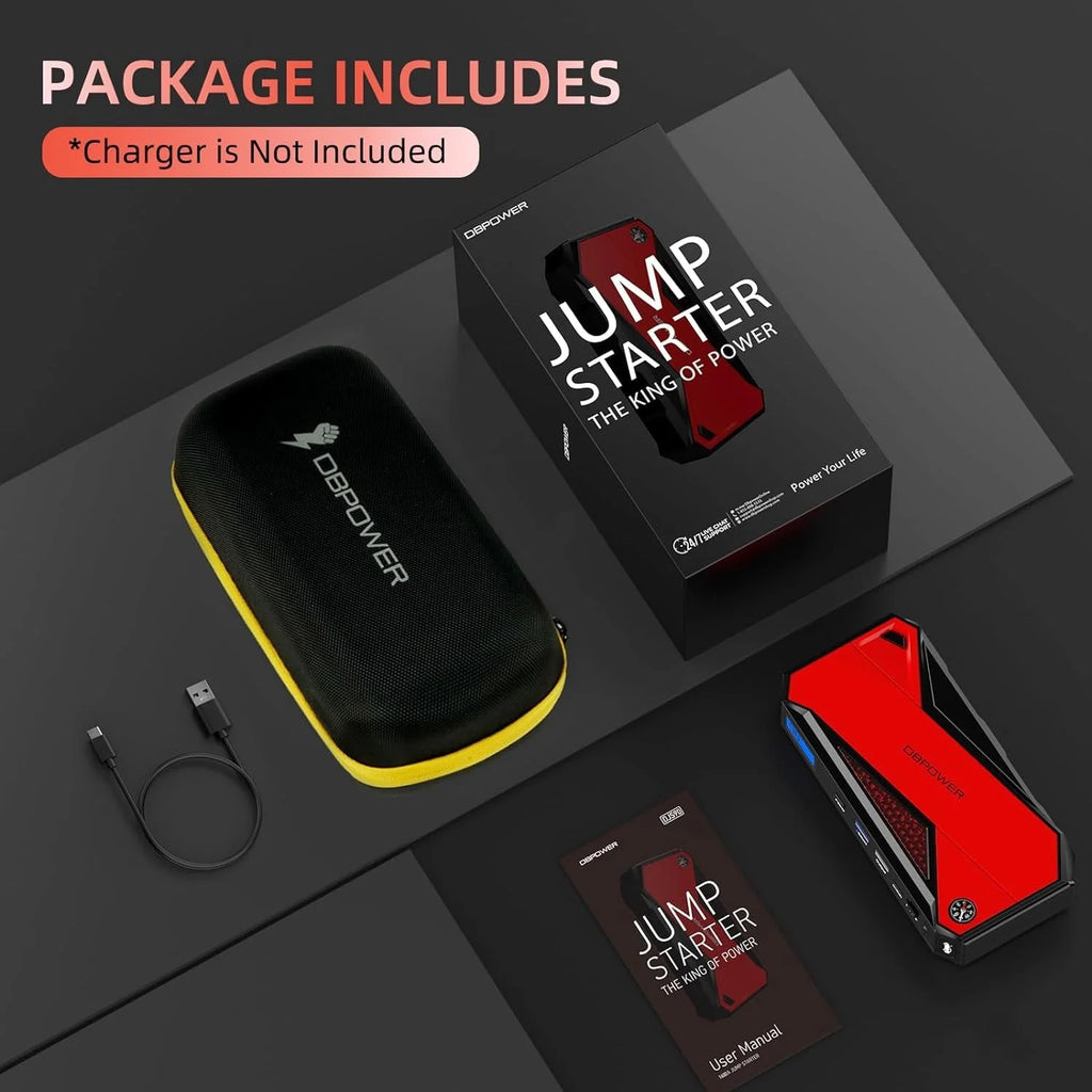 DBPOWER Red 800A Peak 18000mAh Portable Car Jump Starter Battery Booster with LCD Screen