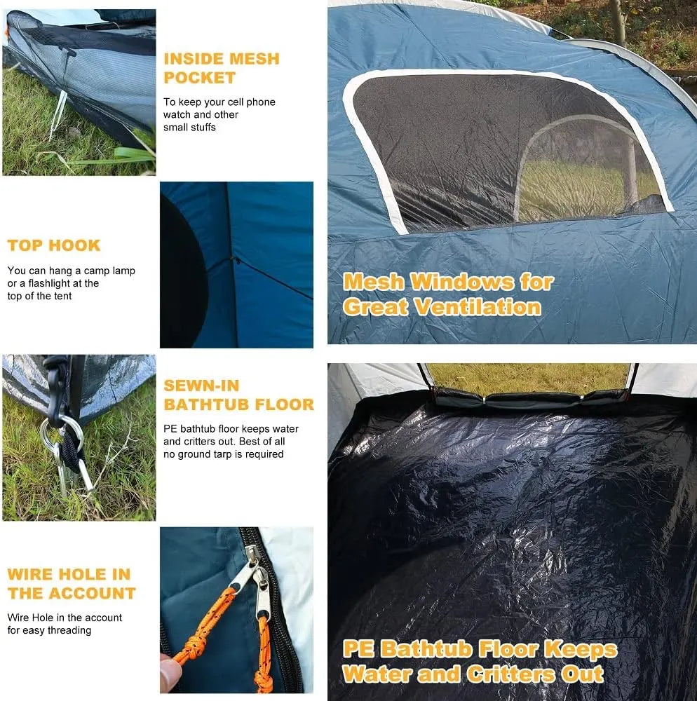 Tent Attachment for Camping -Up to 6-8 Person Sleeping Capacity, Car Tent Includes Rainfly and Storage Bag,Universal Fit, 8' W x 8' L x 7.2' H,Suitable Camping Traveling Family Outdoor Activities
