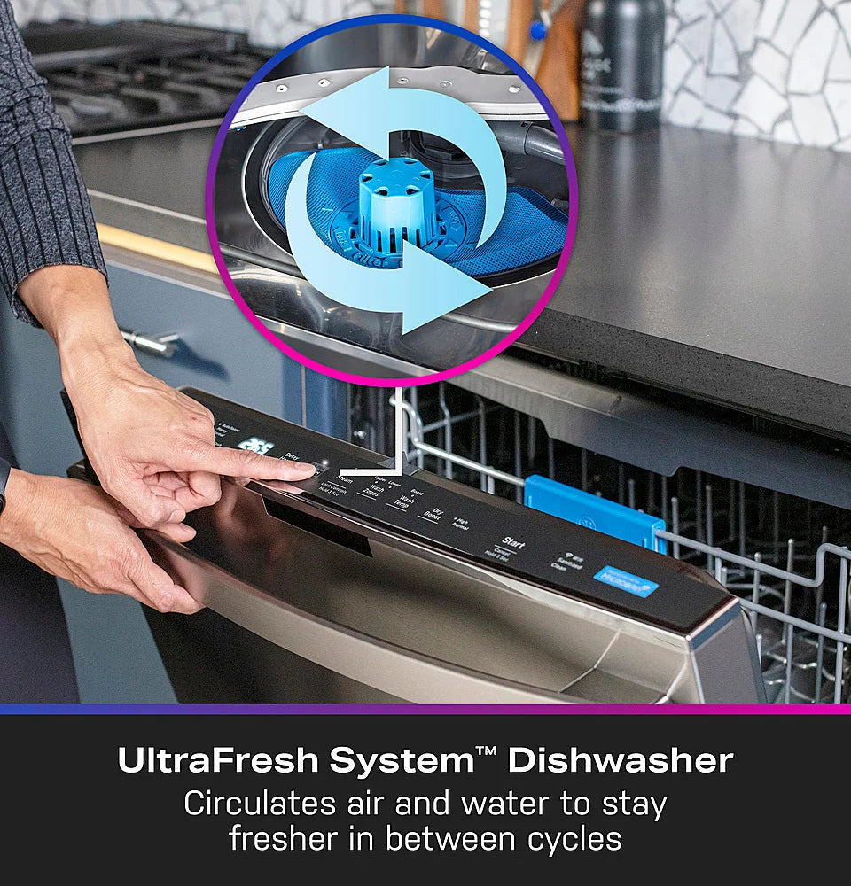 GE Profile - Top Control Smart Built-In Stainless Steel Tub Dishwasher with 3rd Rack and Microban, 42dBA - Stainless steel
