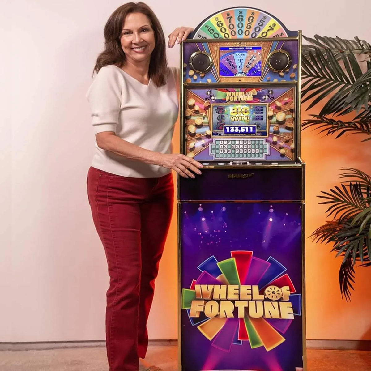 Arcade1Up Wheel of Fortune Casinocade Deluxe Home Arcade Machine, 63.4-Inch Tall - 4 Premium Casino Games, 20 Unlockable Built-In Titles, Dual LCD Screens & Speakers, WiFi-Enabled