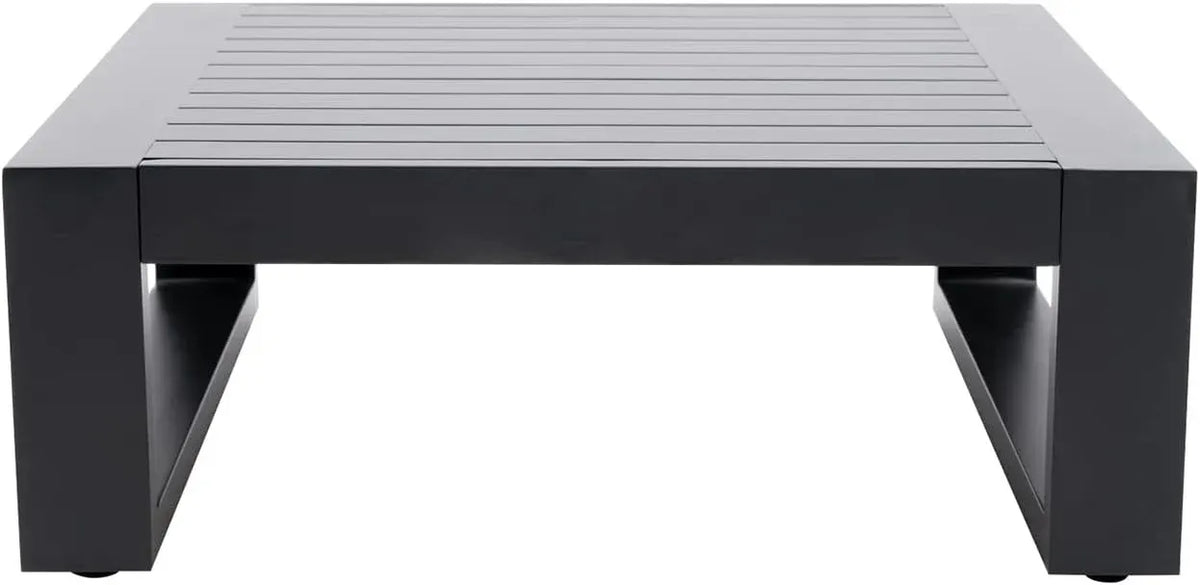 Outdoor Side Table Patio Aluminum Square End Table for Bistro Cafe Patio Small Coffee Table with Slat Top,Grey Frame
