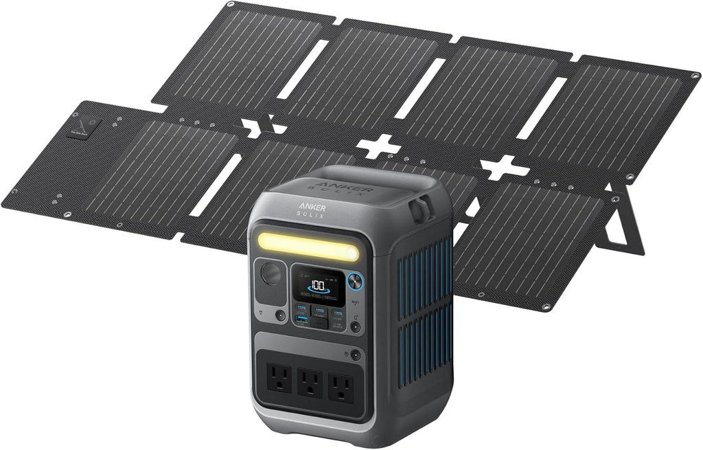 Solar Generator SOLIX C300 with 60W Solar Panel, 288Wh Portable Power Station, 300W (600W Surge), LiFePO4 Battery, 140W Two-Way Fast Charging, for Outdoor Camping, Traveling, and Emergencies