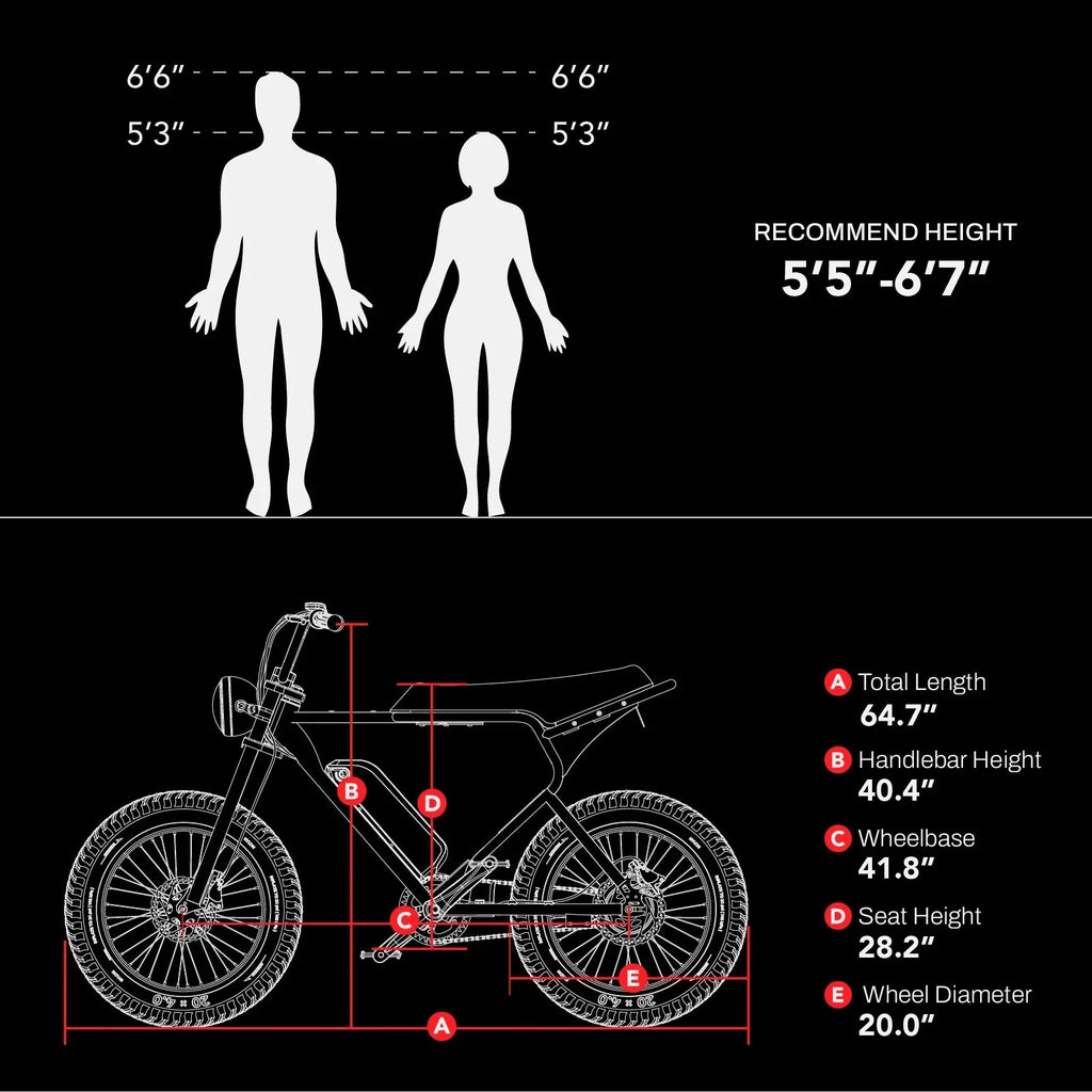 MACFOX Electric Bike, Ebike 500W/48V/10.4Ah, 20 Fat Tire Electric Bicycles Up to 20MPH & 40 Miles with Retro Motorcycle Design, Removable Battery, 50N.m Max Torque