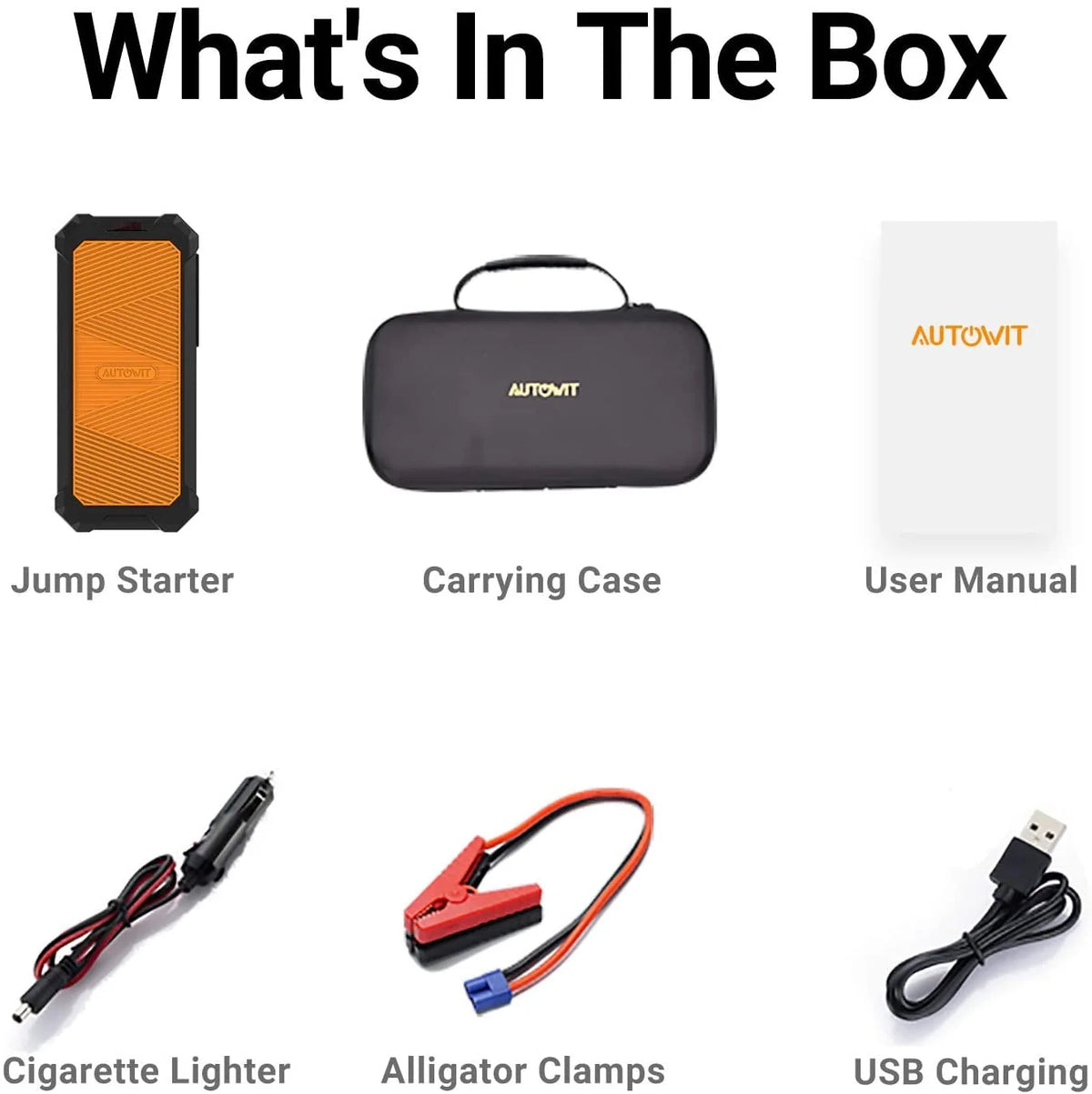 Autowit Super Capacitor Jump Starter, 12V Batteryless Jump Starter, 8.0 Gas&4.0 Diesel Car Jump Starter with Carrying Case, Bulit-in Supercapacitor, No Need Pre-Charge