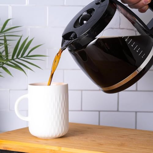 14-Cup Coffee Pot Replacement Carafe Glass Compatible with Cuisinart Coffee Maker Models DCC-2200, DCC-2600, DCC-2800, DCC-3200, DCC-3200P1, DCC-T20, Black