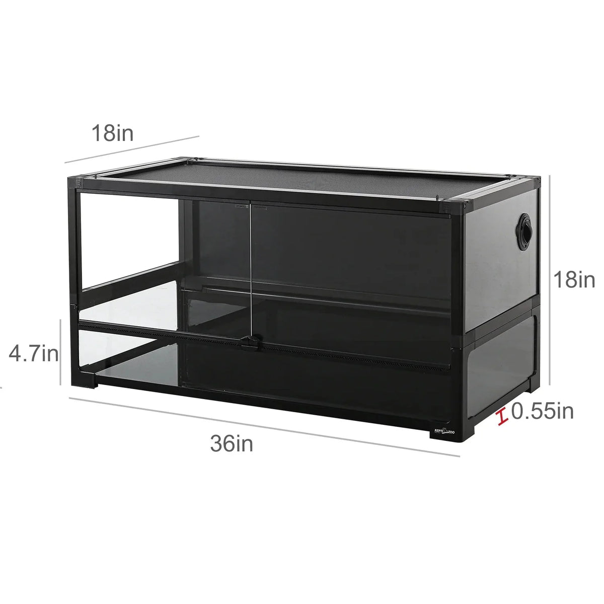 REPTI ZOO 40 Gallon Tempered Glass Reptile Large Terrarium Tank Reptile Terrarium 36x18x18, Easy Folding