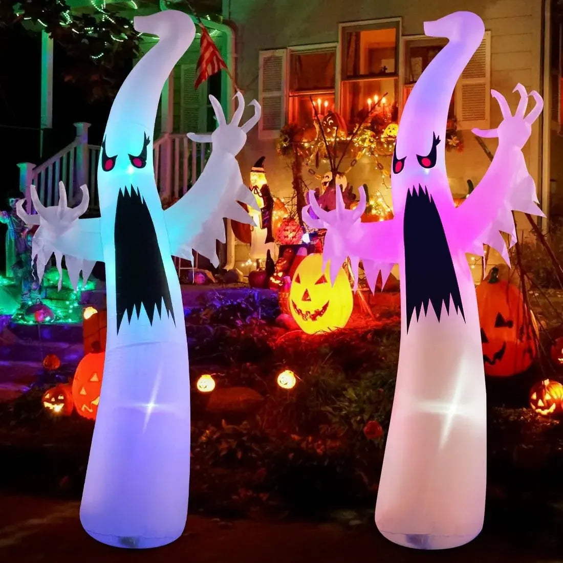 6 FT Halloween Inflatable Ghost with LED Scary Blow Up Decor - Inflable Fantasma