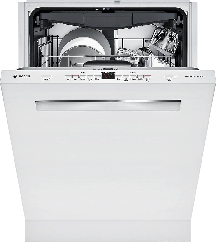 Bosch - 500 Series 24 Pocket Handle Dishwasher with Stainless Steel Tub - White