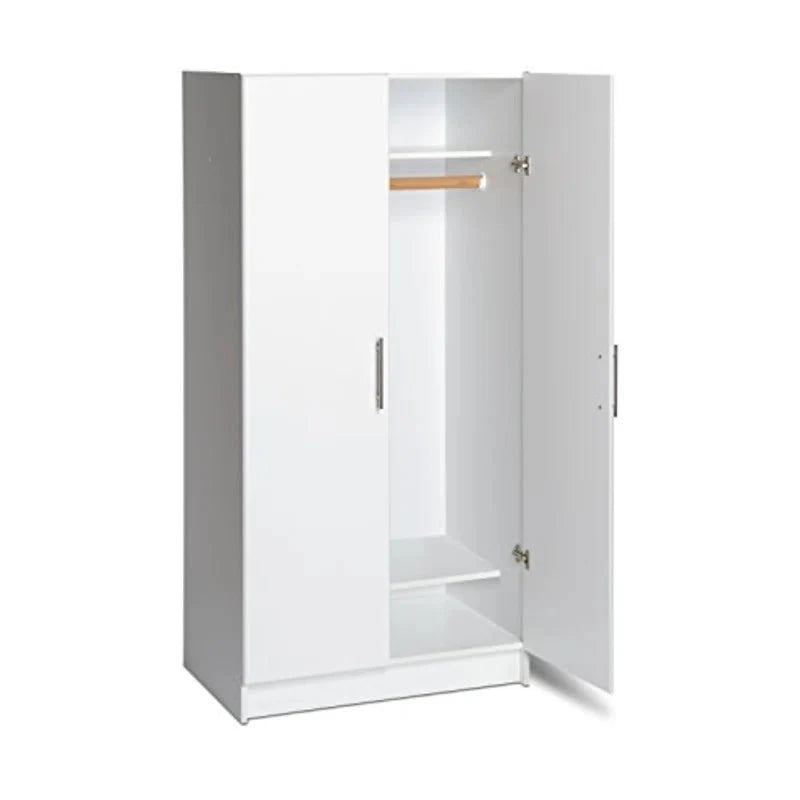 Prepac Elite 2 Door Wardrobe Cabinet， 32 W x 65 H x 20 D， White