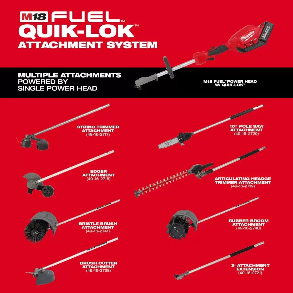 Milwaukee 49-16-2720 M18 FUEL 18V 10-Inch QUIK-LOK Pole Saw Attachment